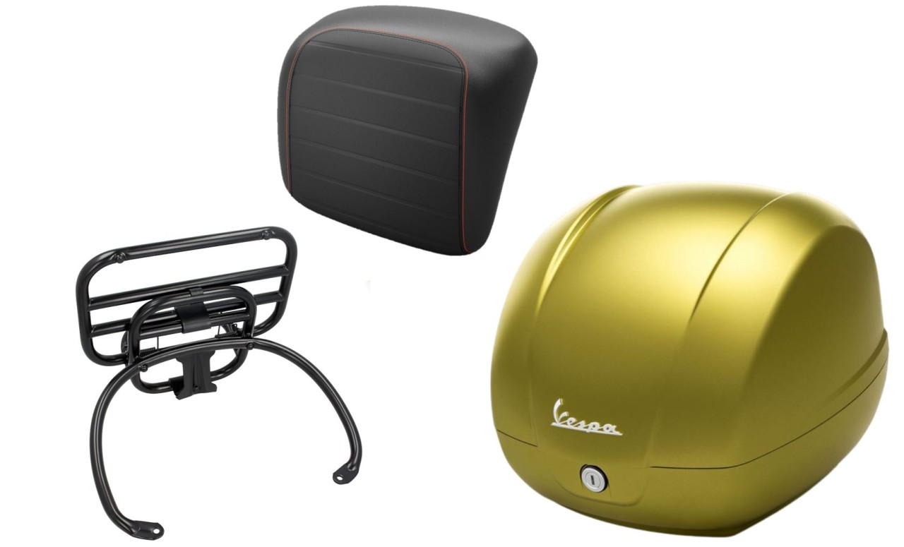 Kit bauletto 36L verde militare (333/A), portapacchi nero per Vespa GTS 125/300/310